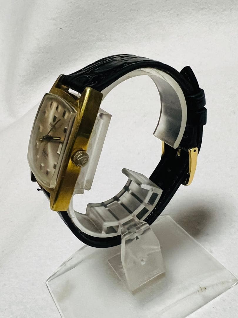 NIVADA Date Automatic 21-Jewel Gold Tone 30mm Black SEIKO Strap Watch 12H Power