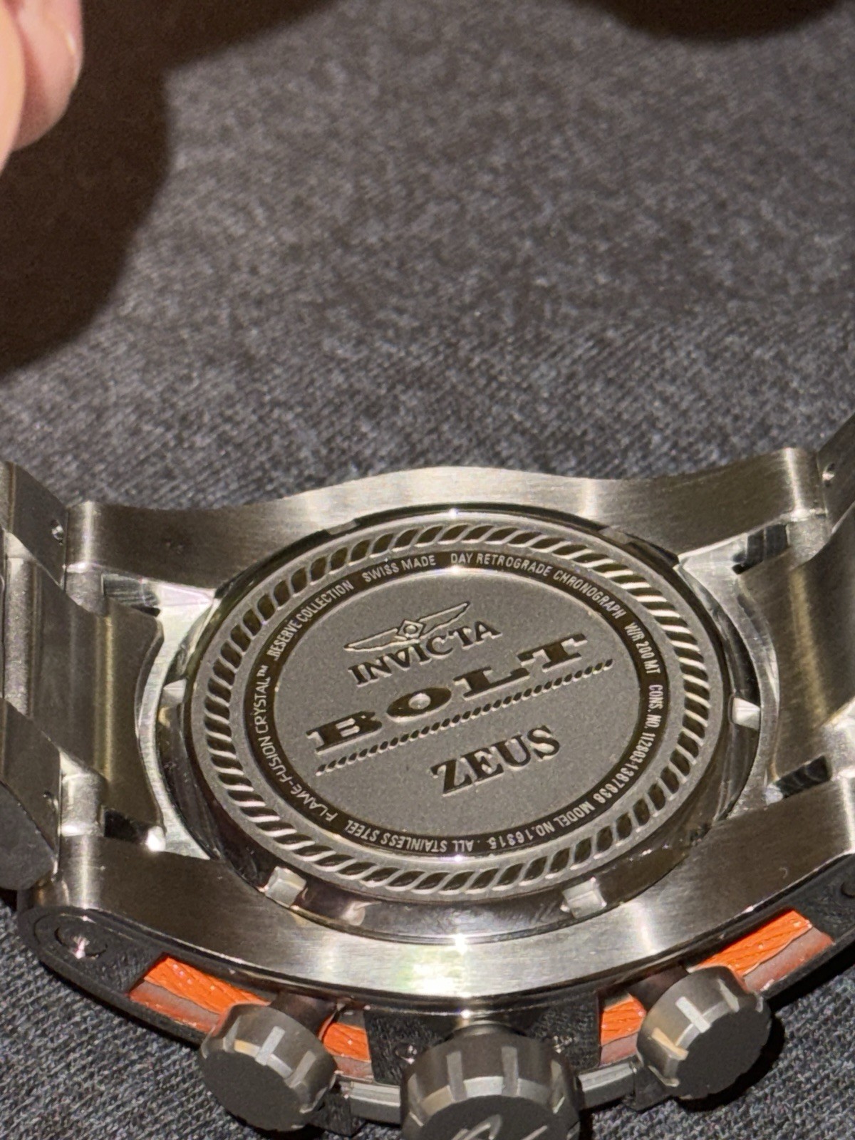 Invicta Reserve Bolt Zeus 19515 Swiss Chronograph 52mm Orange Cable 200M Watch