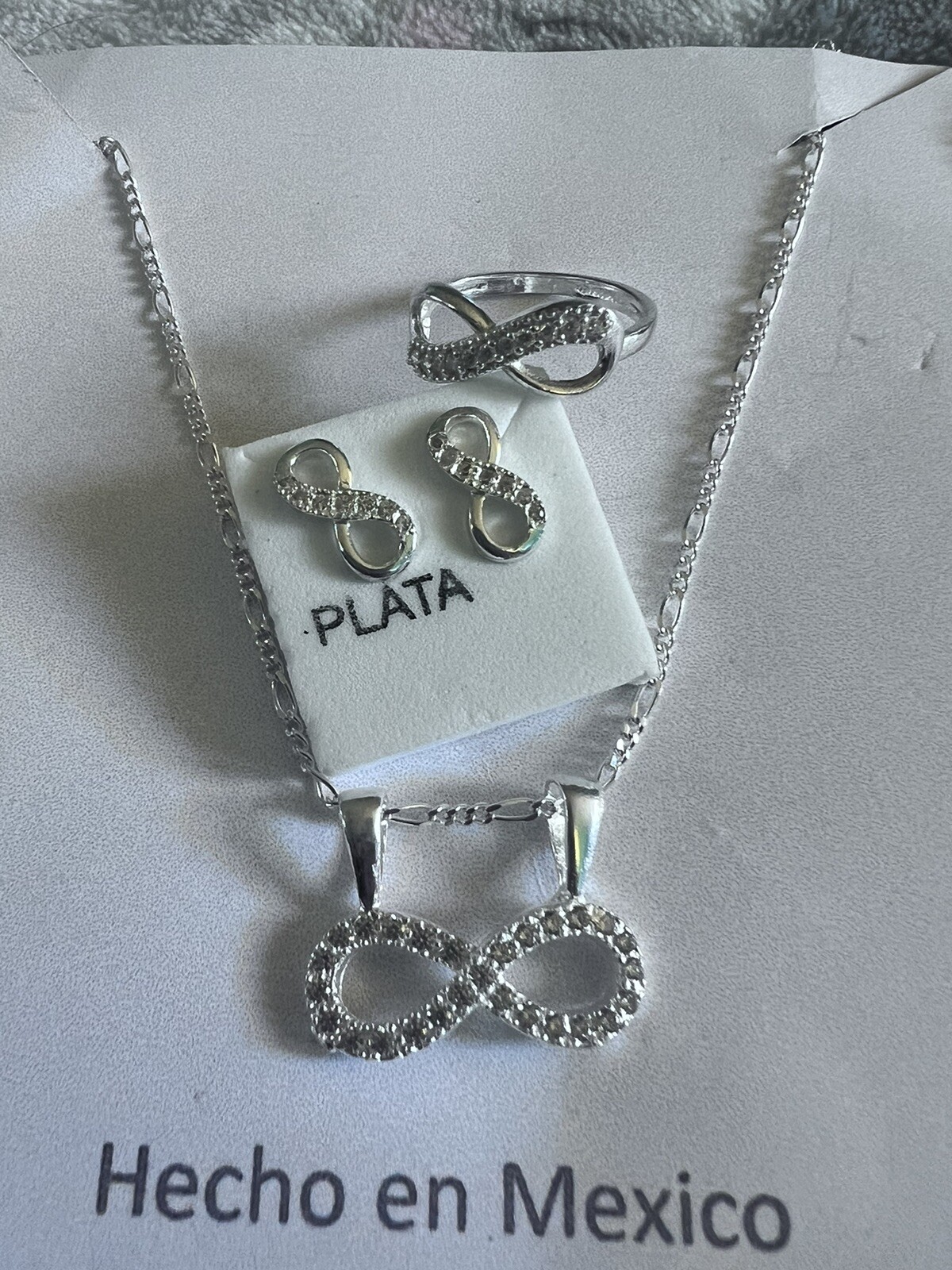 Bonito Juego De 4 Piezas Plata Italiana 925 Anillo Tall#7