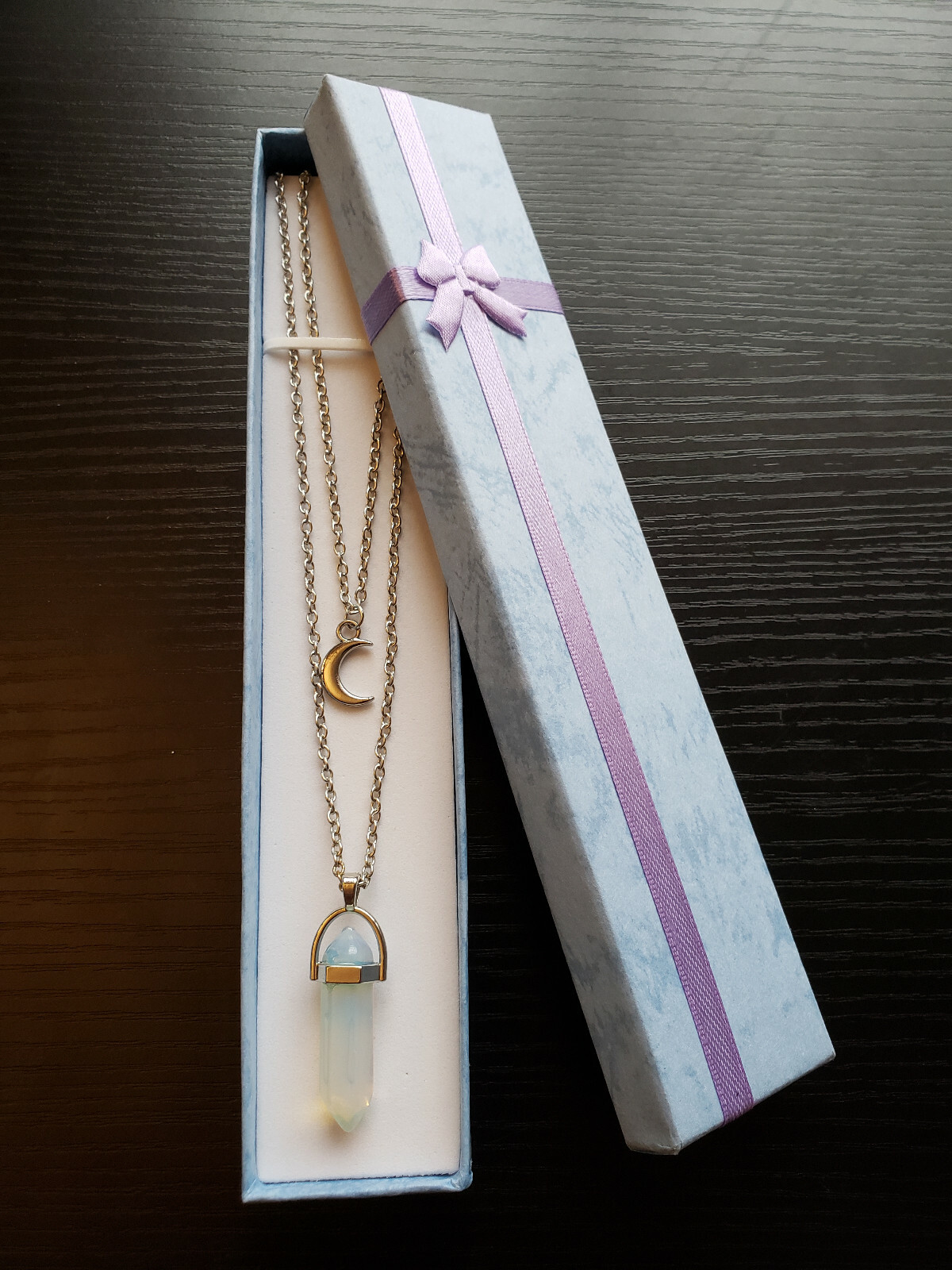 Healing Crystal Necklace Layered Moon Pendent. Women & Girls/Christmas Present!