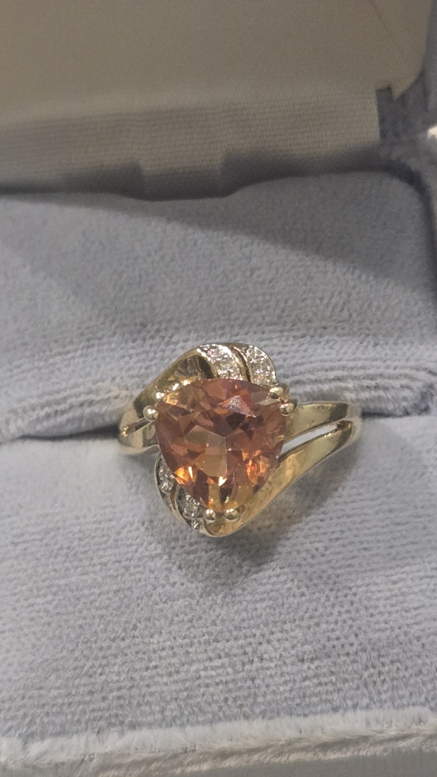 Min Of 2 CT 10k Mystic Fire Topaz Diamond Ring Orange Signed Designer Sz 7