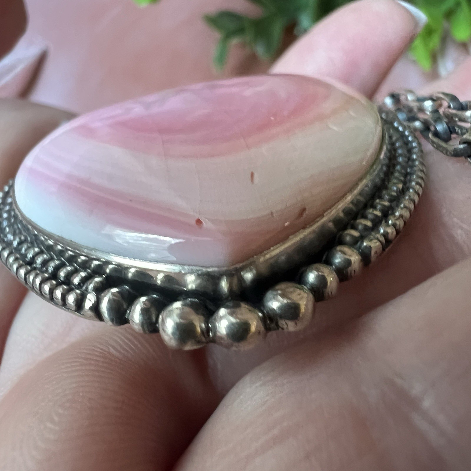 Large Queen Conch Shell Heart Necklace Sterling Silver Statement | Southwestern