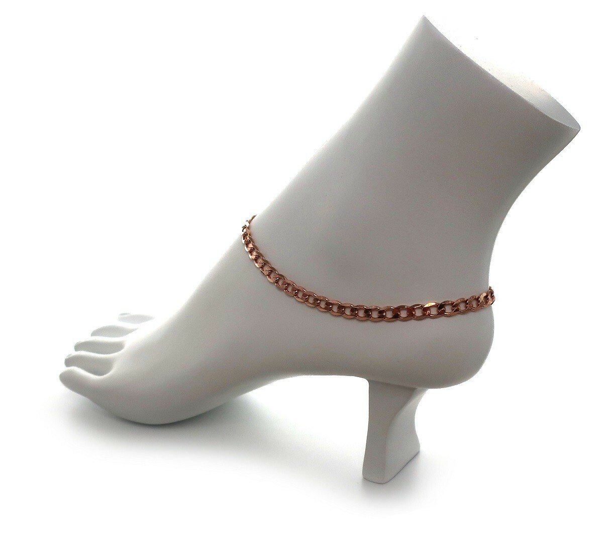 5mm Italian Cuban Link Chain Anklet 10″ Ankle Bracelet 14K Pink Rose Gold Plated