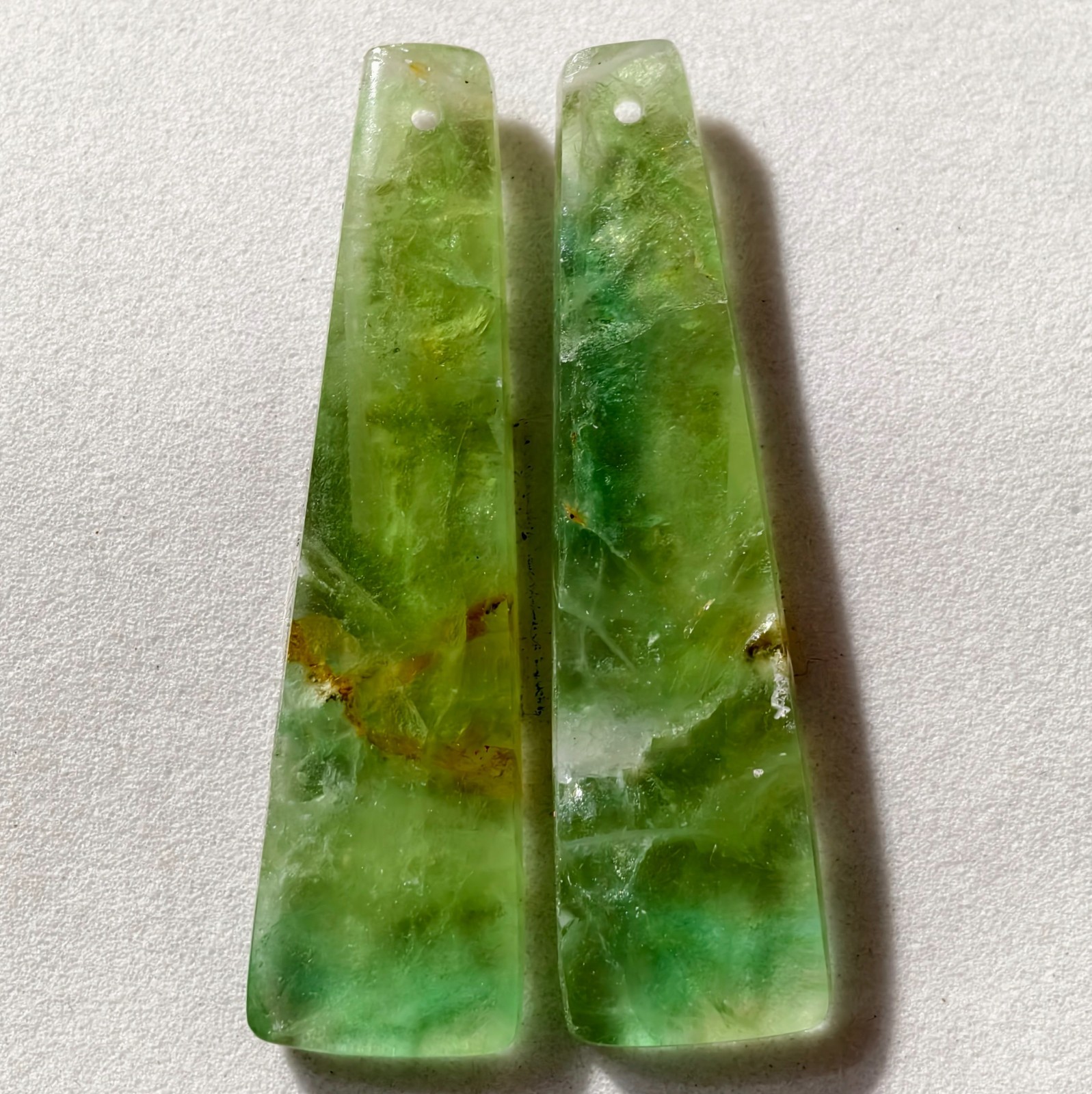 44 Cts Natural Fluorite Drilled Match Pair Cabochon Gemstone 43.1 X 11.7 MM