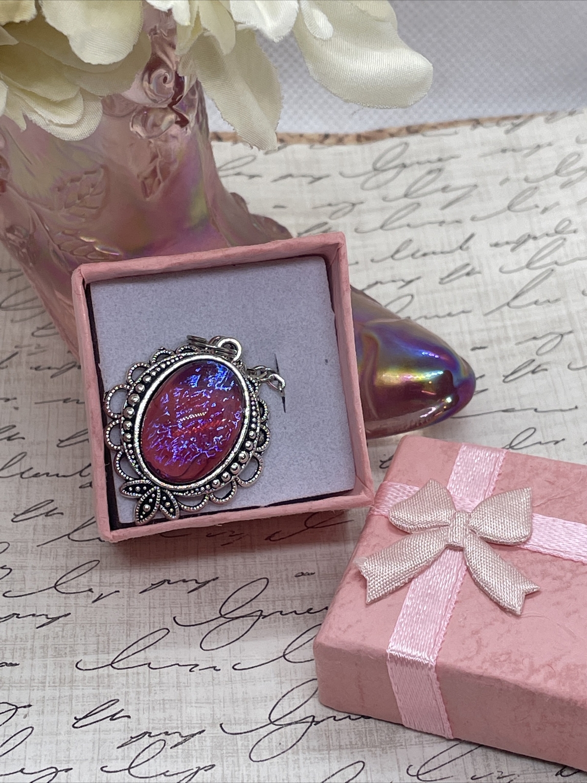 Mexican Fire Opal Dainty Necklace Pendant Anniversary Birthday Gift Mom Daughter