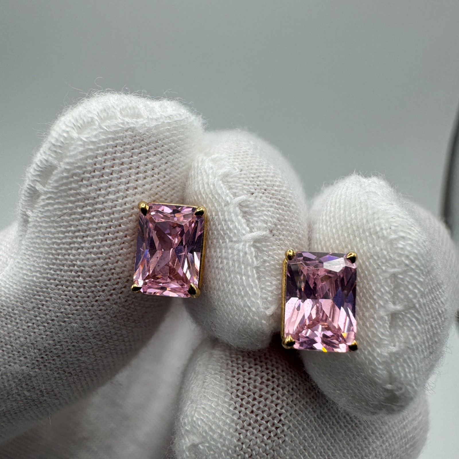 Solid 10k Gold Earrings and Necklace / Pink Tourmaline / 3.2 Grams / 18″ Long