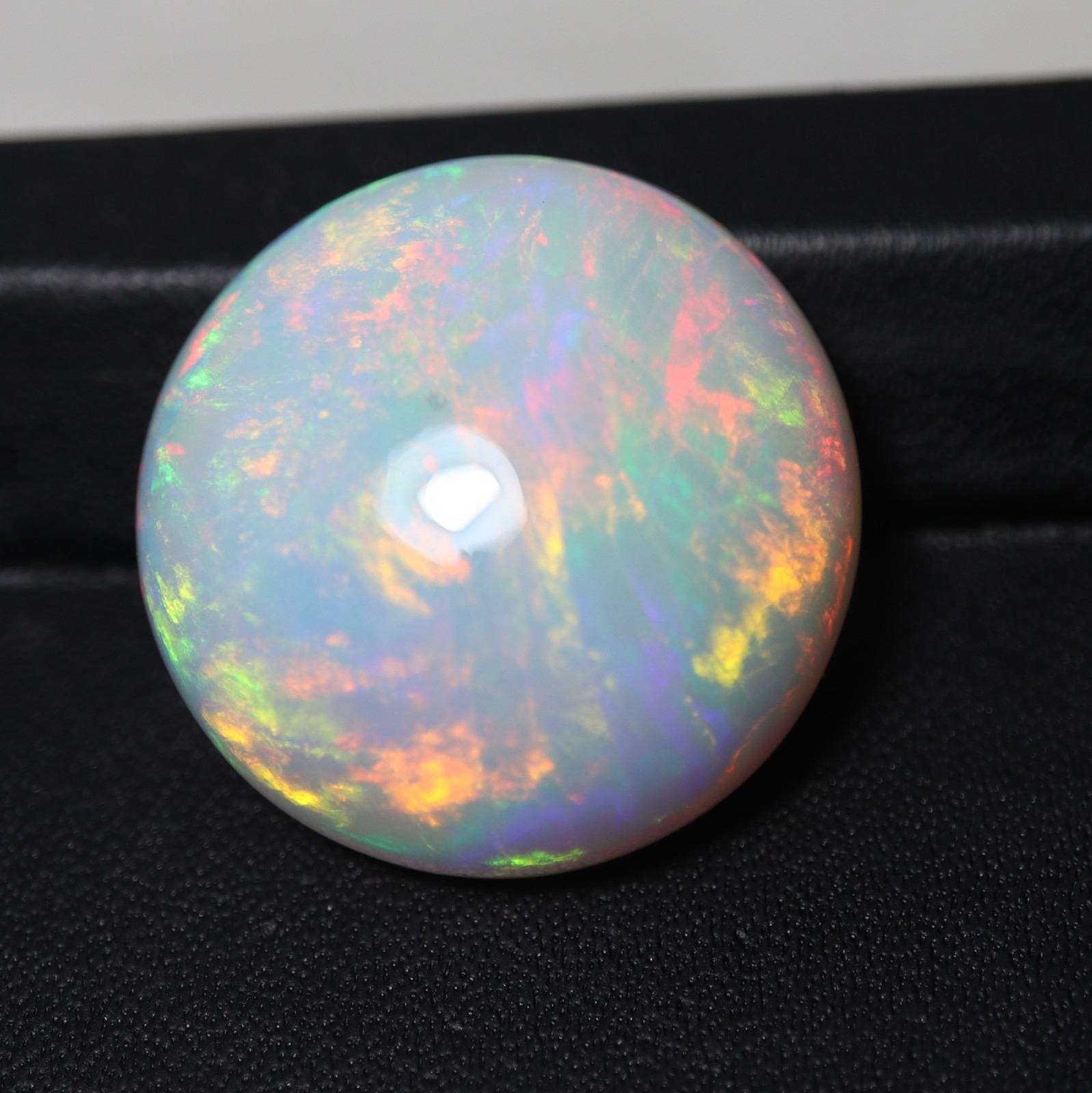 22.5MM Round Natural AAA White Ethiopian Opal Flashy Multi Fire Cabochon 24.8Cts