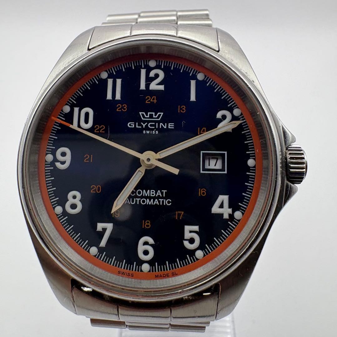 Glycine Combat 3868 Automatic Black Dial Steel Bracelet Sapphire Exhibition
