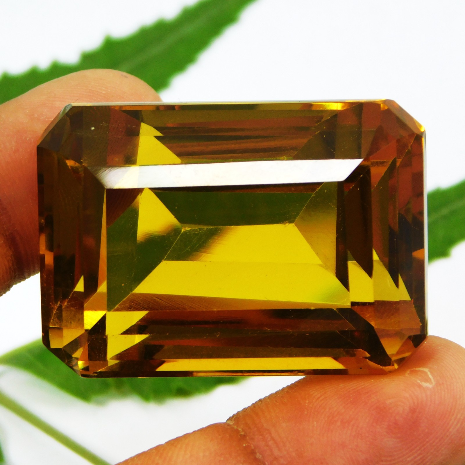 Certified 190.00 Cts Natural Mogok Painite Orange Yellow Emerald Shape Gemstone