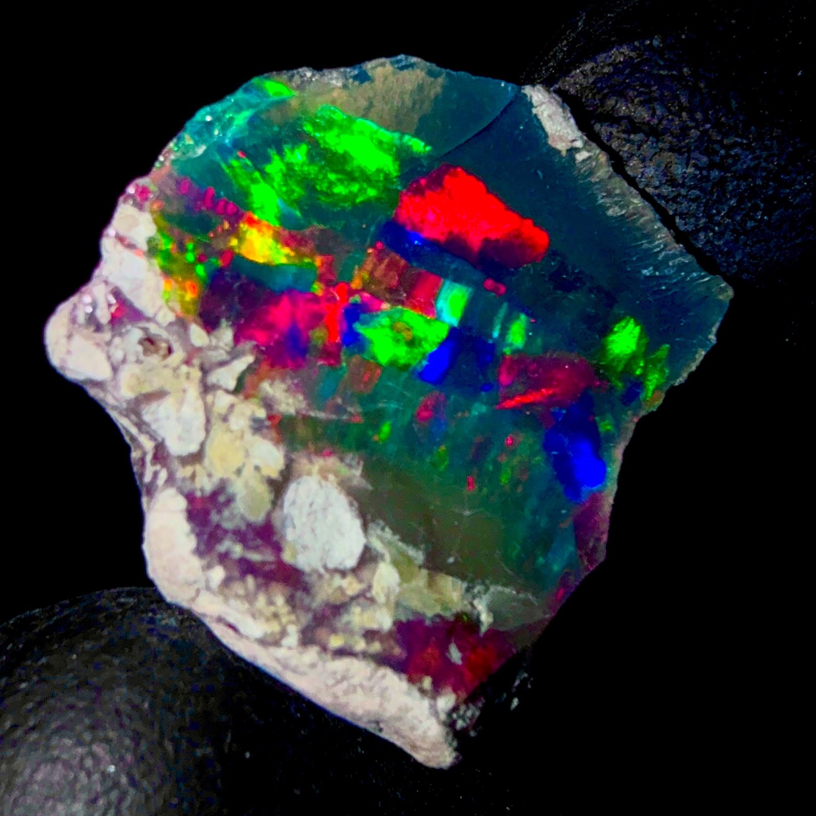10 Ct Opal Rough, Jewelry Grade Black Welo Ethiopian Opal Rough, Multi Fire Opal