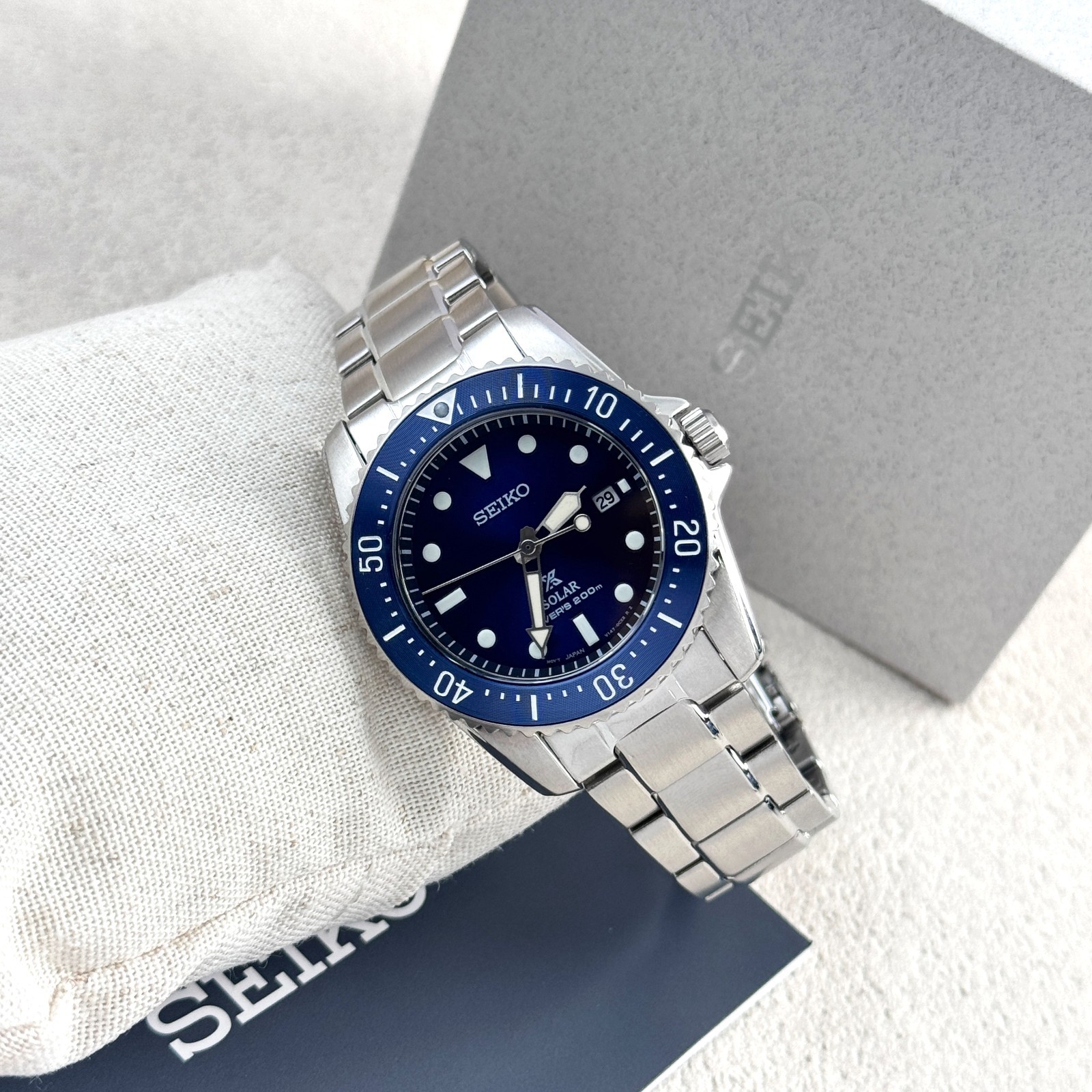 Seiko Men’s Prospex Sea SNE585 Blue Dial Stainless Steel Solar Dive Watch 38.5mm