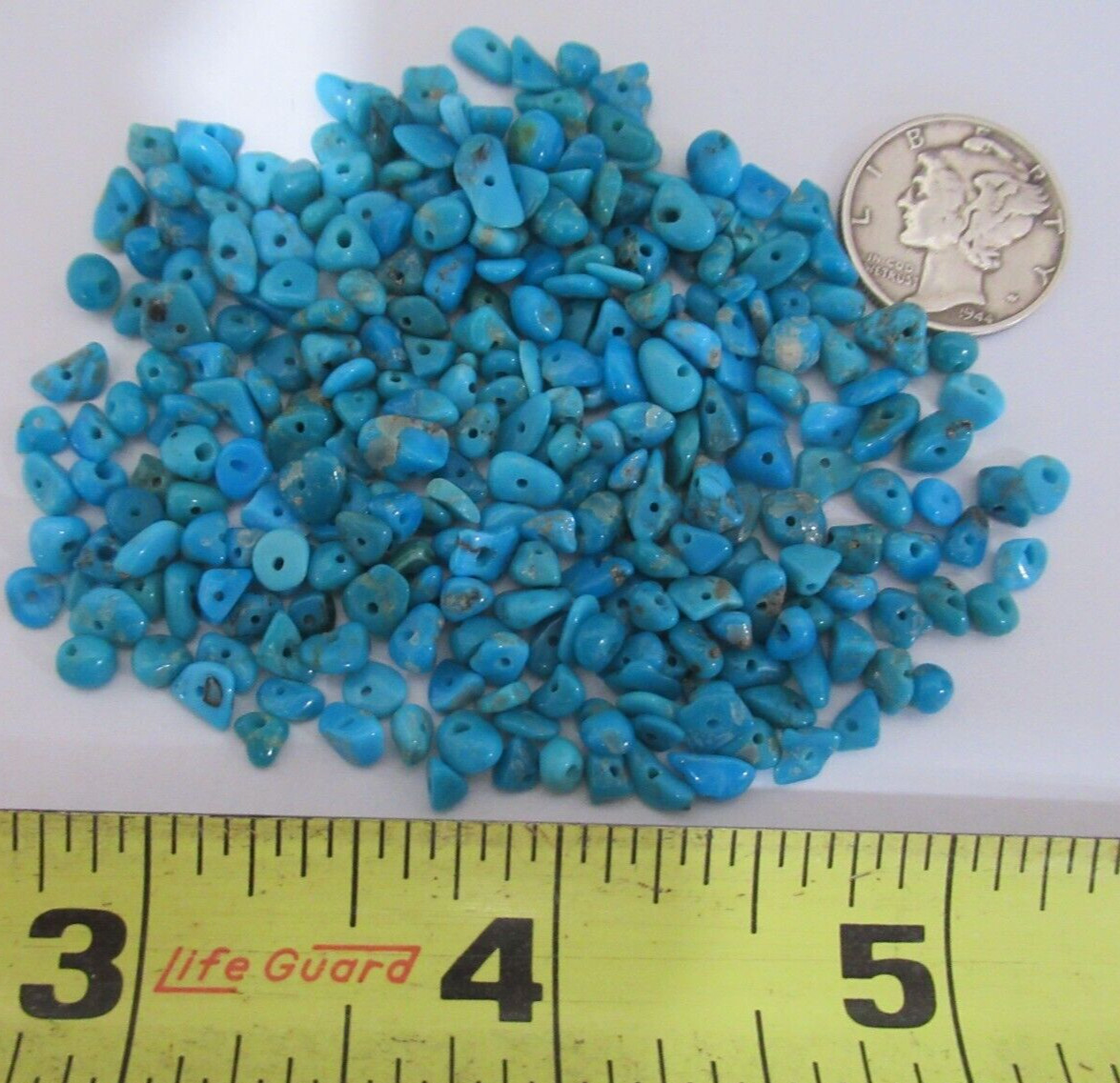 SLEEPING BEAUTY TURQUOISE 1/2 OZ SMALL DRILLED NUGGETS 4X3mm TO 7X4mm #642