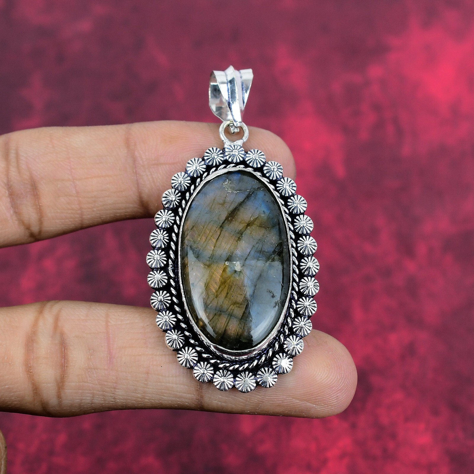 Labradorite Gemstone 925 Sterling Silver Handmade Designer Pendant Jewelry Gifts