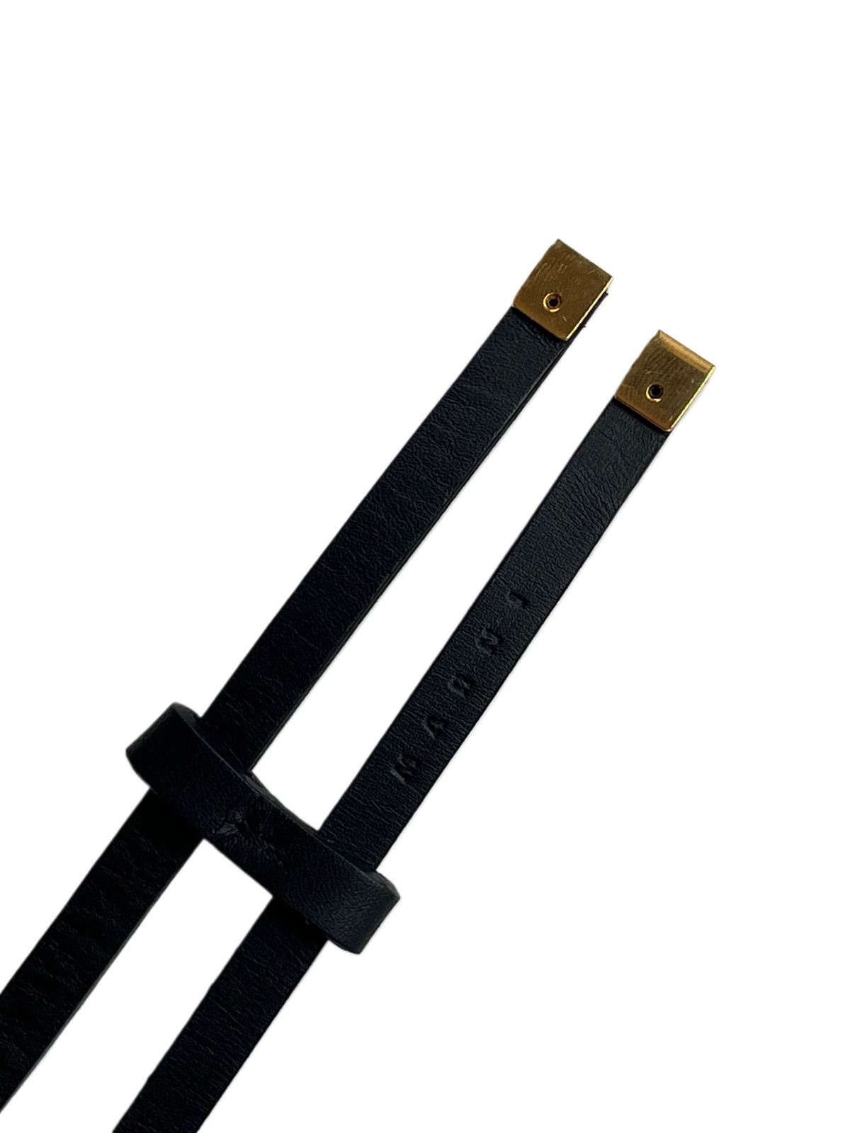 Marni Leather Flower Long Necklace with Adjustable Slider