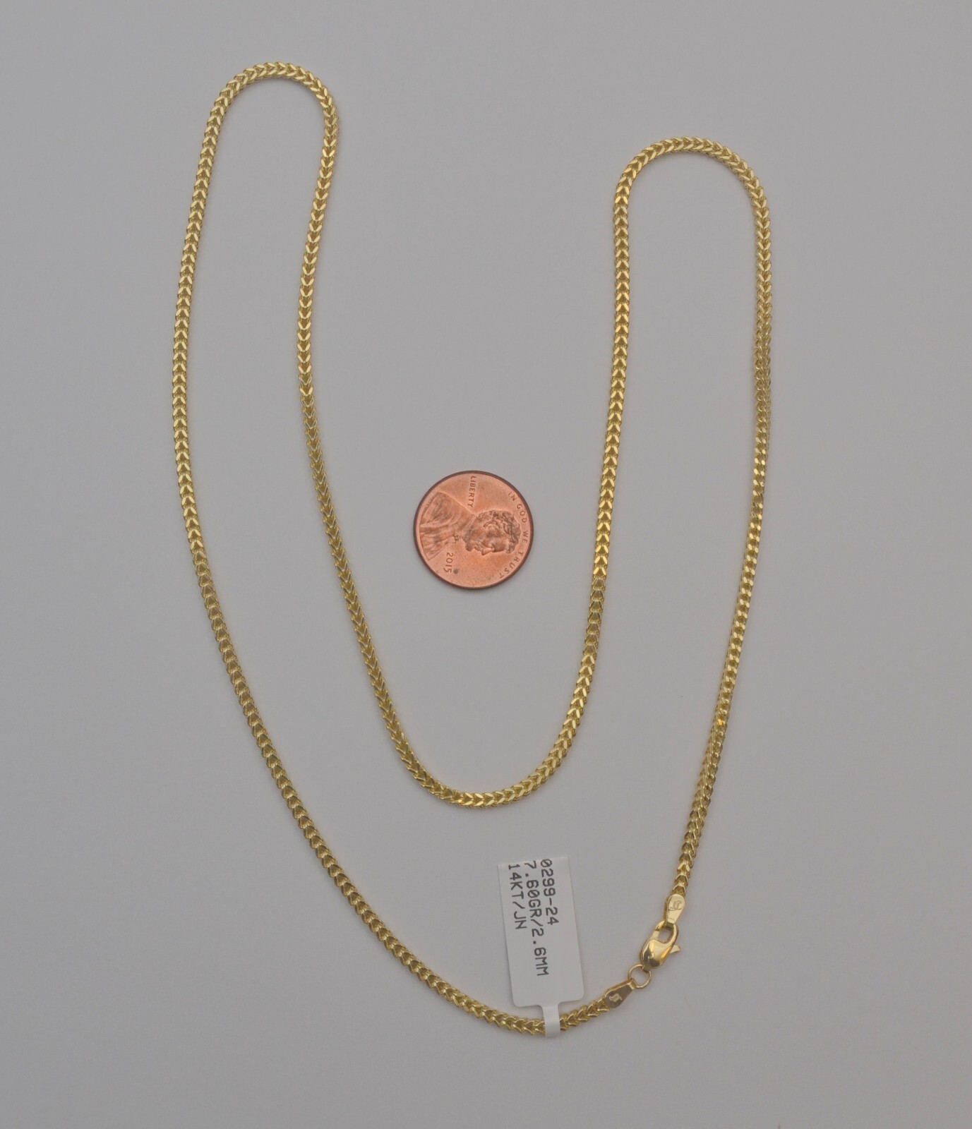 Franco Chain Necklace 14k Yellow Gold Box Link 2.3 mm Wide