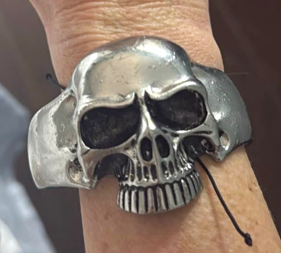 Metal Cuff Bracelet, Skull costume jewelry