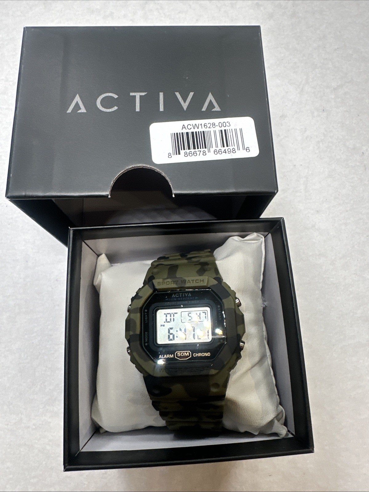 Activa Camouflage Digital Analog Sport Men’s Watch ACW-049MC-001 New In Box