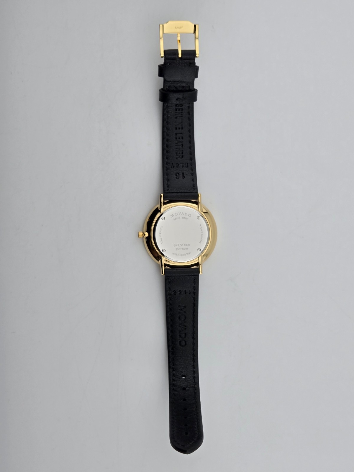 Movado Ultra Slim 0607091 Leather Strap Black Dial Women’s Watch ⌚