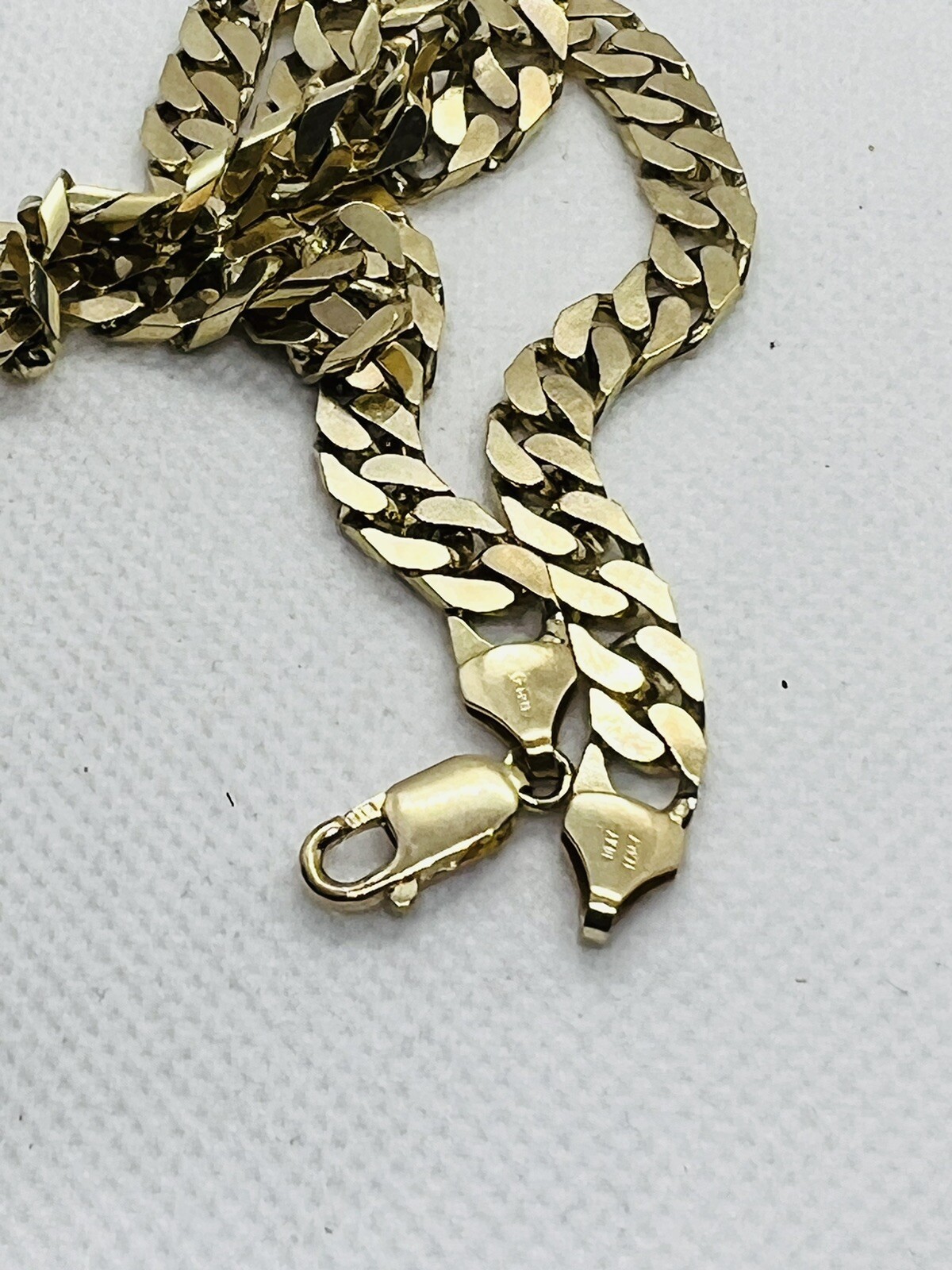 Gold Flat Curb Chain Necklace, 22”,6.5mm Wide,2mm Thick,Heavy 43.5 Grams, 10K YG