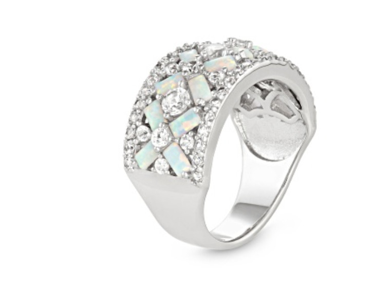 LAB OPAL WHITE SAPPHIRE STERLING SILVER STATEMENT RING SIZE 5 6 7 8 9 10 11 12