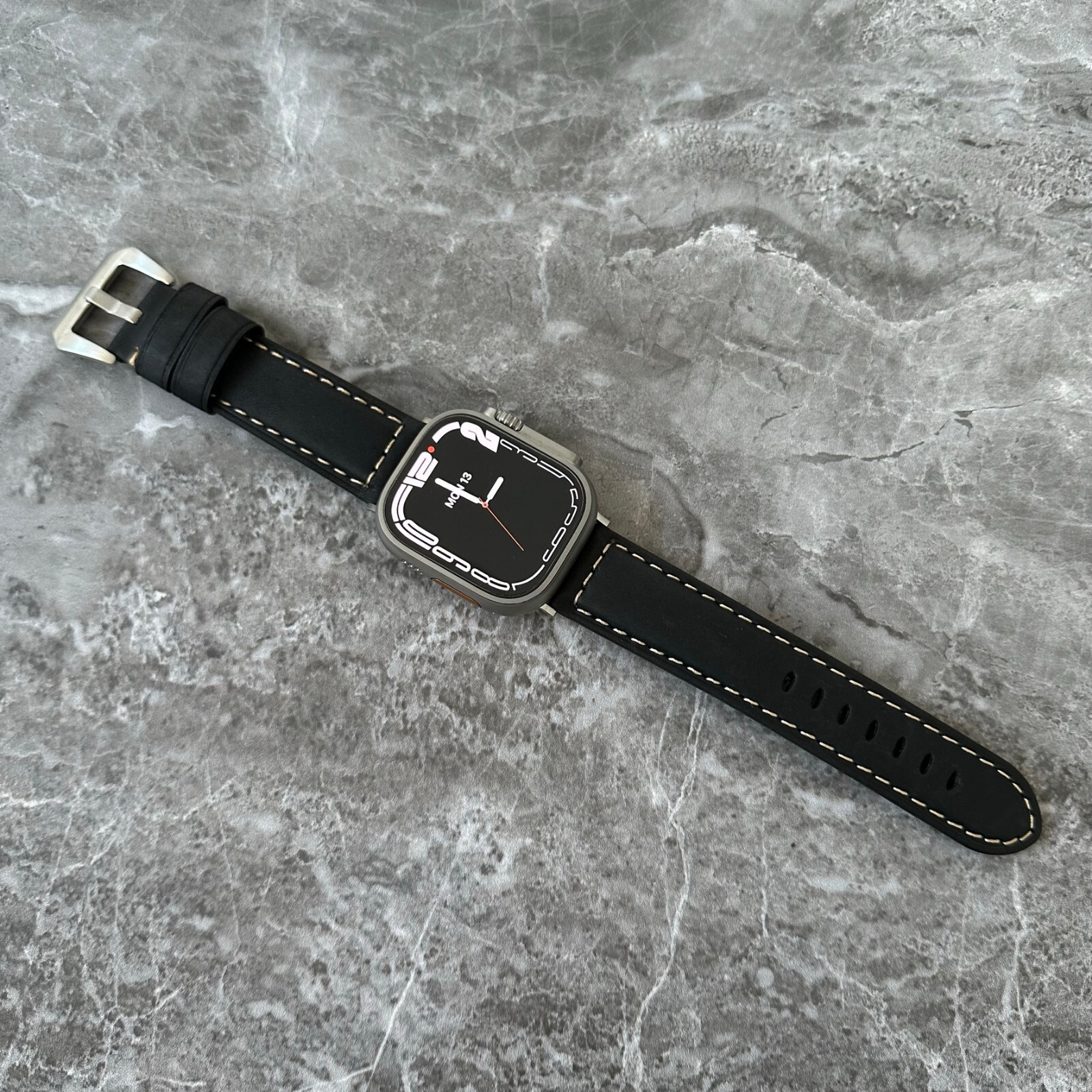 Black Suede Padded Leather Watch Strap Band For NEW Apple Watch Ultra 1 2 49mm