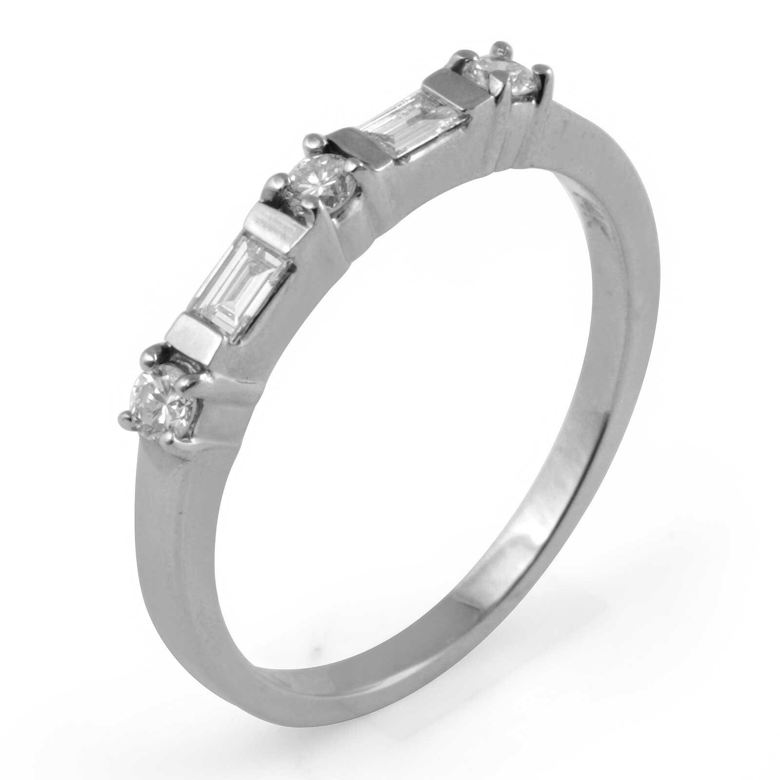 0.50 Ct Round Baguette Diamond Wedding Bridal Band F VS1 Bar Set Ring PLATINUM
