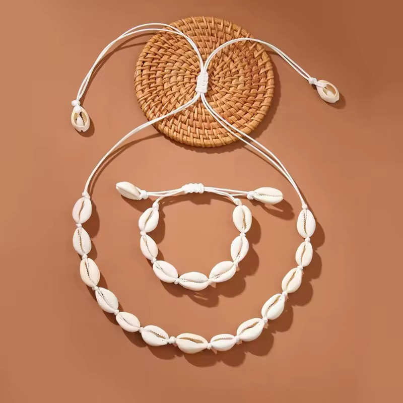Cowrie Shell Choker Necklace Set for Women – Puka Shell & Seashell Hawaiian