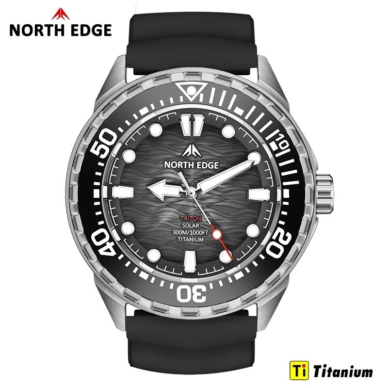 NORTH EDGE TRITON-TI Titanium Stainless Solar-Powered Diving Watch Luxury Quartz