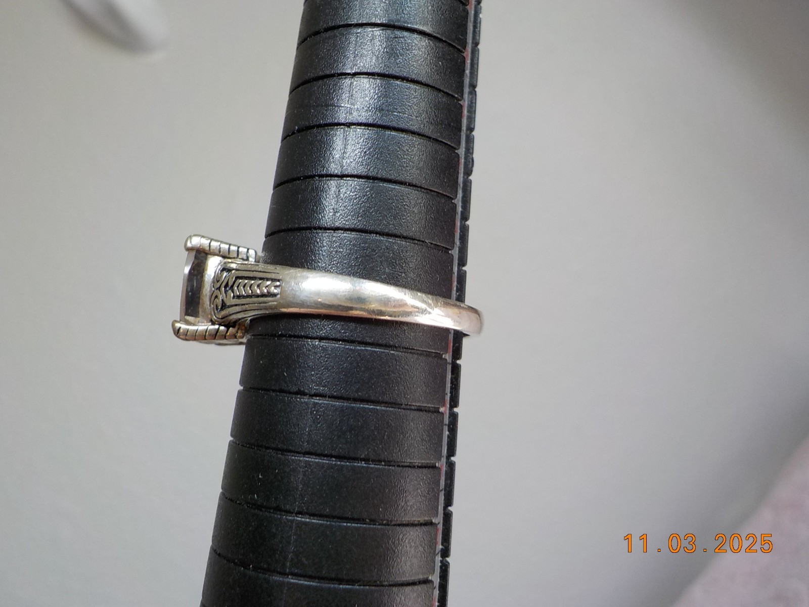 DESIGNER SIGNED “A” 925 FANCY CATHEDRAL SET RING 3 CT SMOKEY TOPAZ? SZ 11