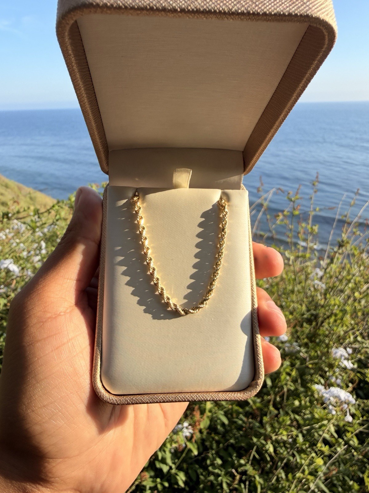 14k Rope Chain Tejido Torzal Yellow Gold 22 Inches 100% Oro14k Garantizado