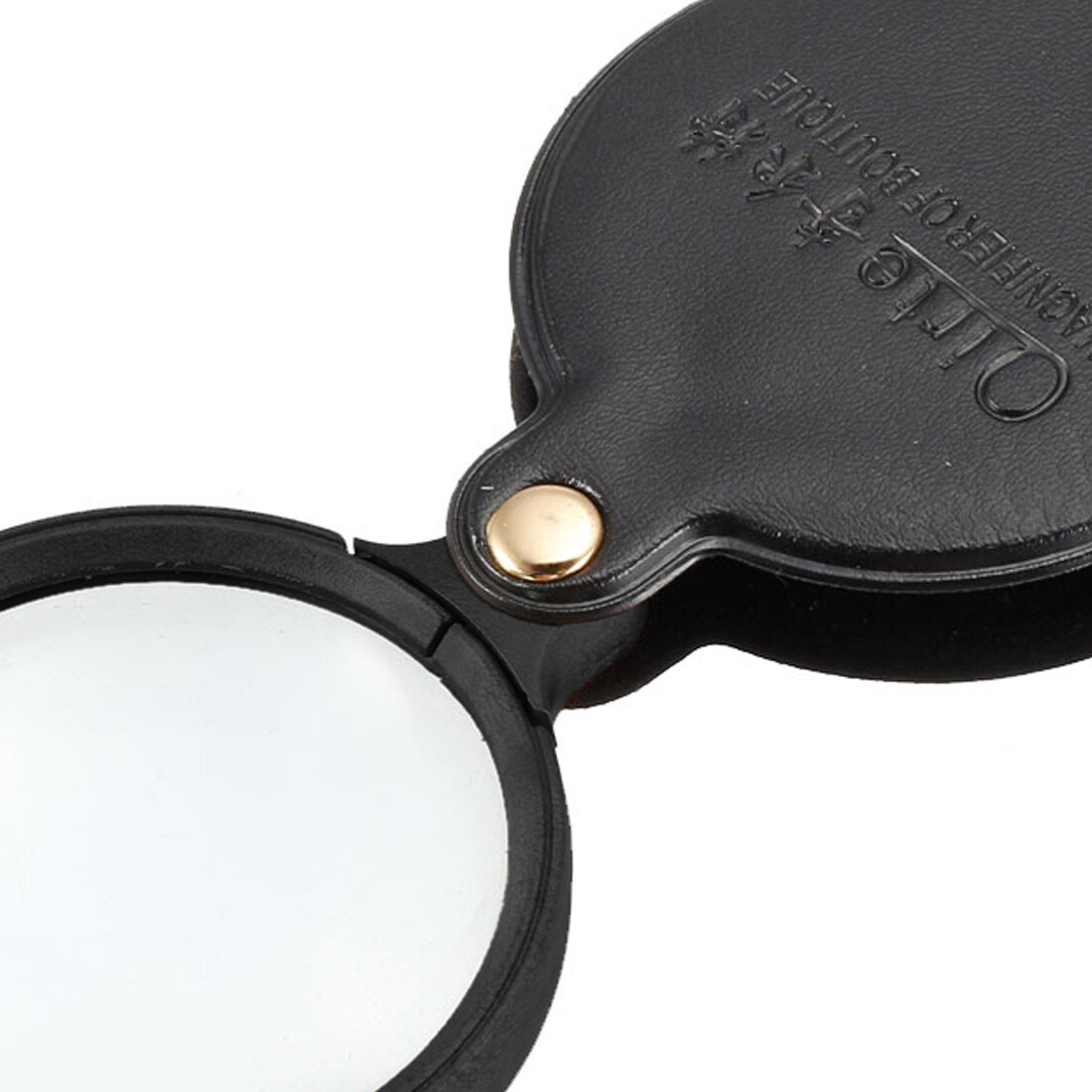 60mm 10X Pocket Folding Magnifier Loupe Magnifying Glass with Leather Case Black