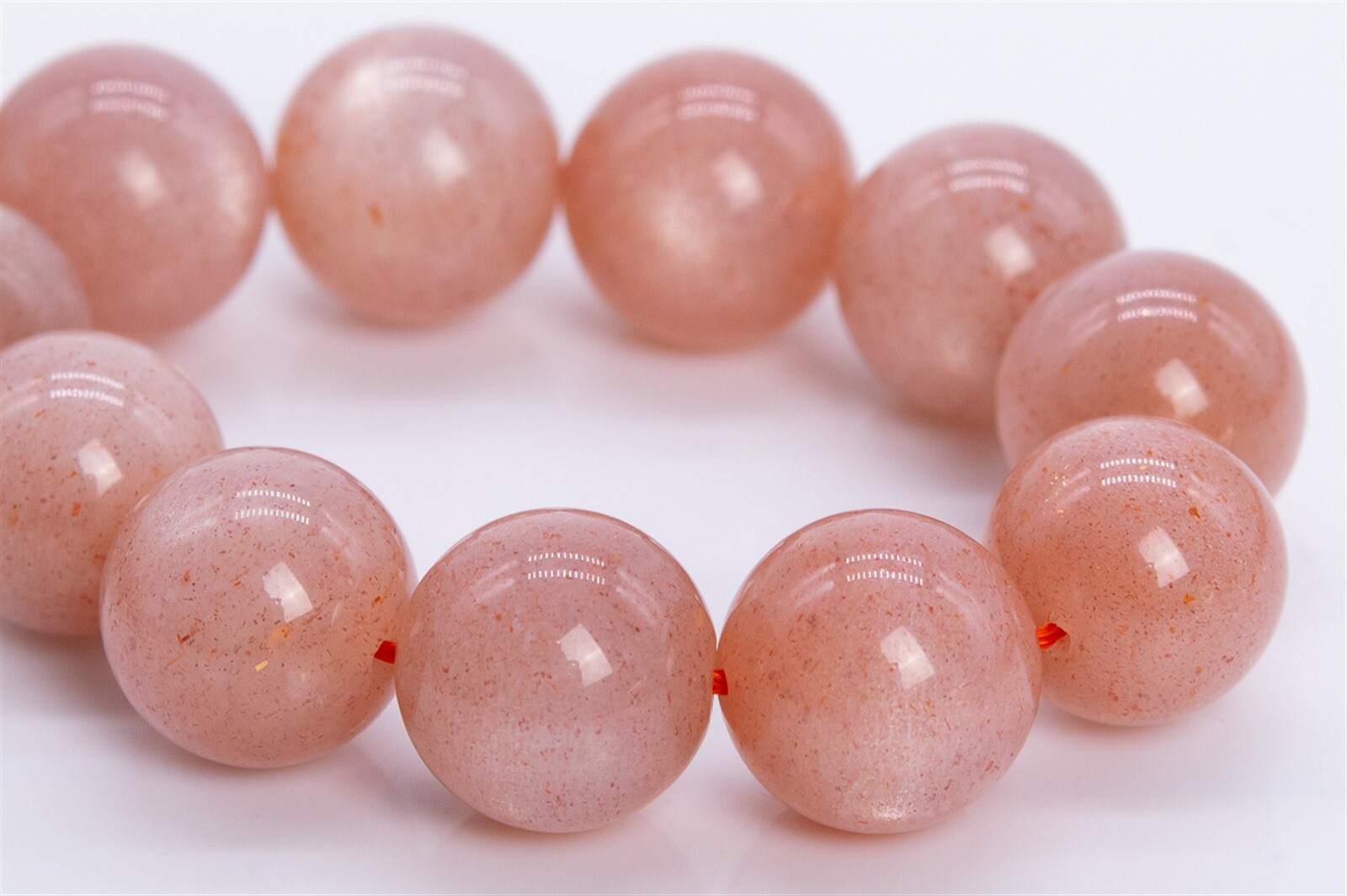 11-12MM Genuine Natural Peach Moonstone Grade AA Round Gemstone Loose Beads 7.5″