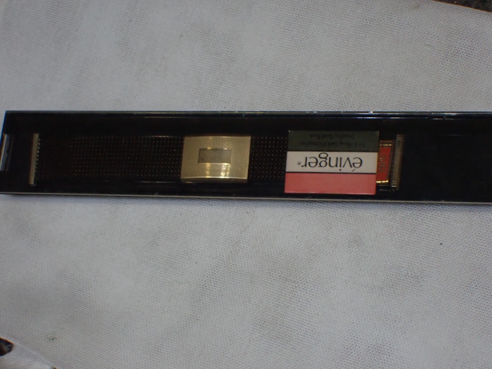 Vintage EVINGER Men’s Watch Band BROWN MESH & YELLOW 22.5 mm ends NOS 6 1/8″