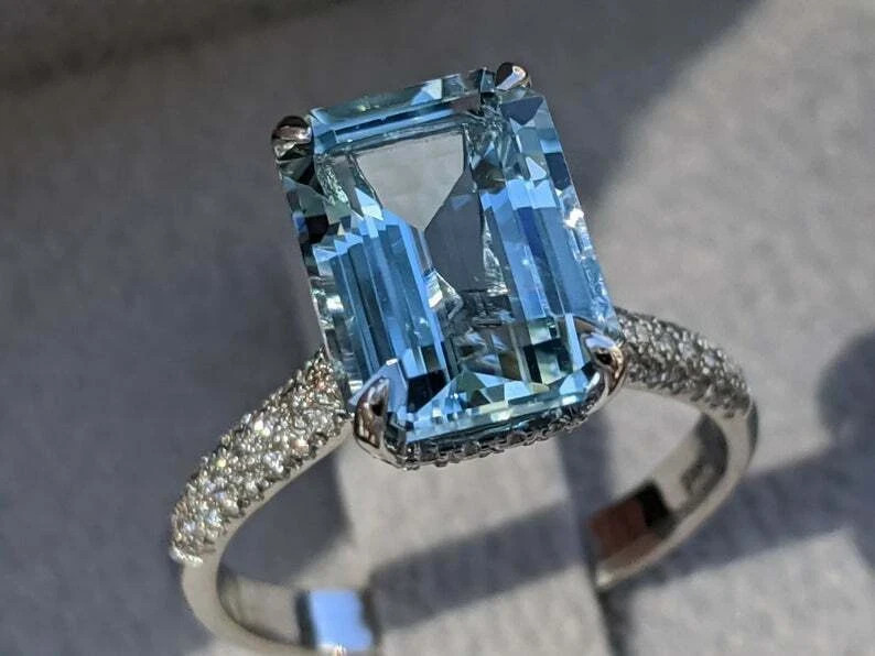 3.00 Ct Radiant Cut Natural Topaz & Diamond Wedding Ring 925 Sterling Silver