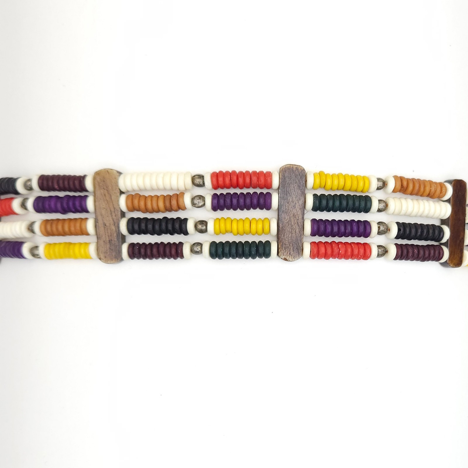 4 row line Buffalo Bone multi color tire bead Choker Native American Necklace