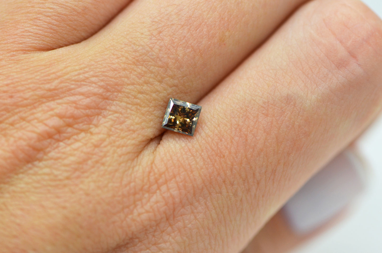 Princess Diamond Loose Fancy Brown Color SI1 Enhanced 5.11X4.77MM 0.70 Carat
