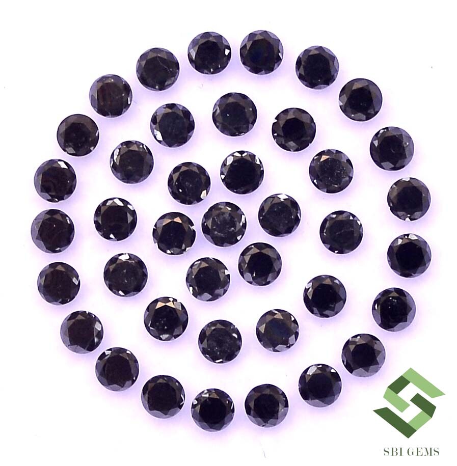 2.50 mm Natural Black Diamond Round Cut Lot 10 Pcs 0.76CTS Calibrated Loose Gems