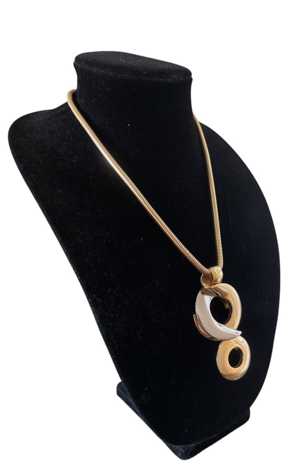 Vintage Christian Dior 1974 Germany Gold & Silver Tone Modernist Necklace