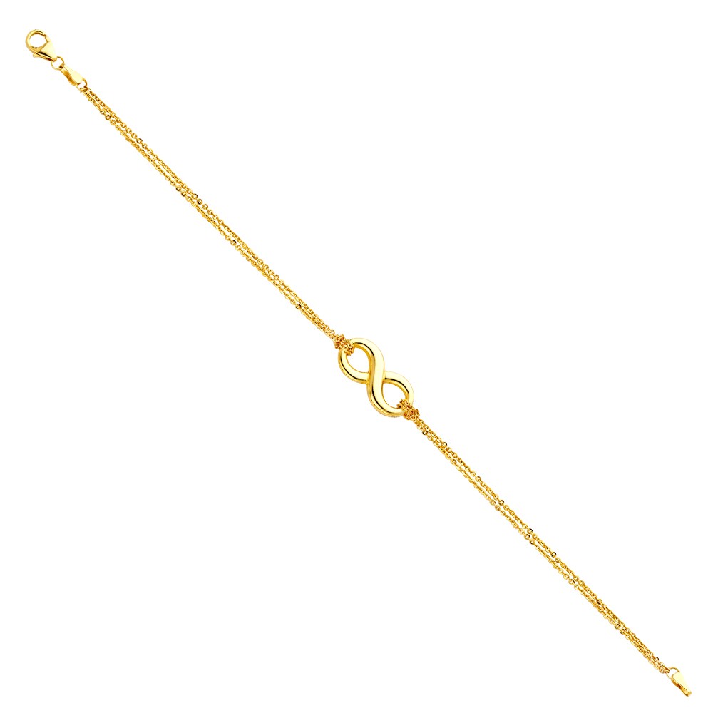 SOLID 14k Yellow Gold Infinity Hollow Bracelet 7.5″ Womens 2.47g