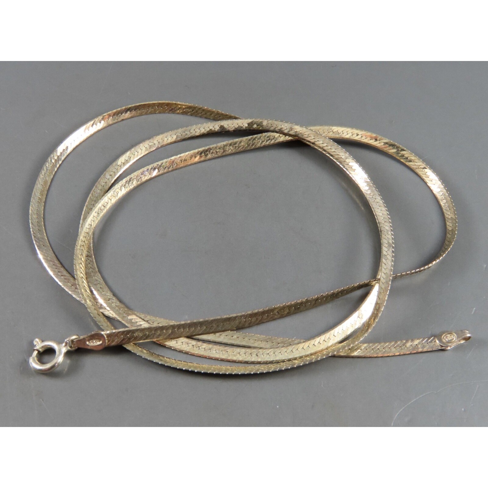 STERLING SILVER SU ITALY Herringbone Chain Necklace 24″ LONG x 2.75mm