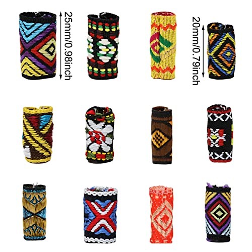 Honbay 24PCS Fabric Dreadlock Beads Colorful Cloth Dreadlock Bead Tubes