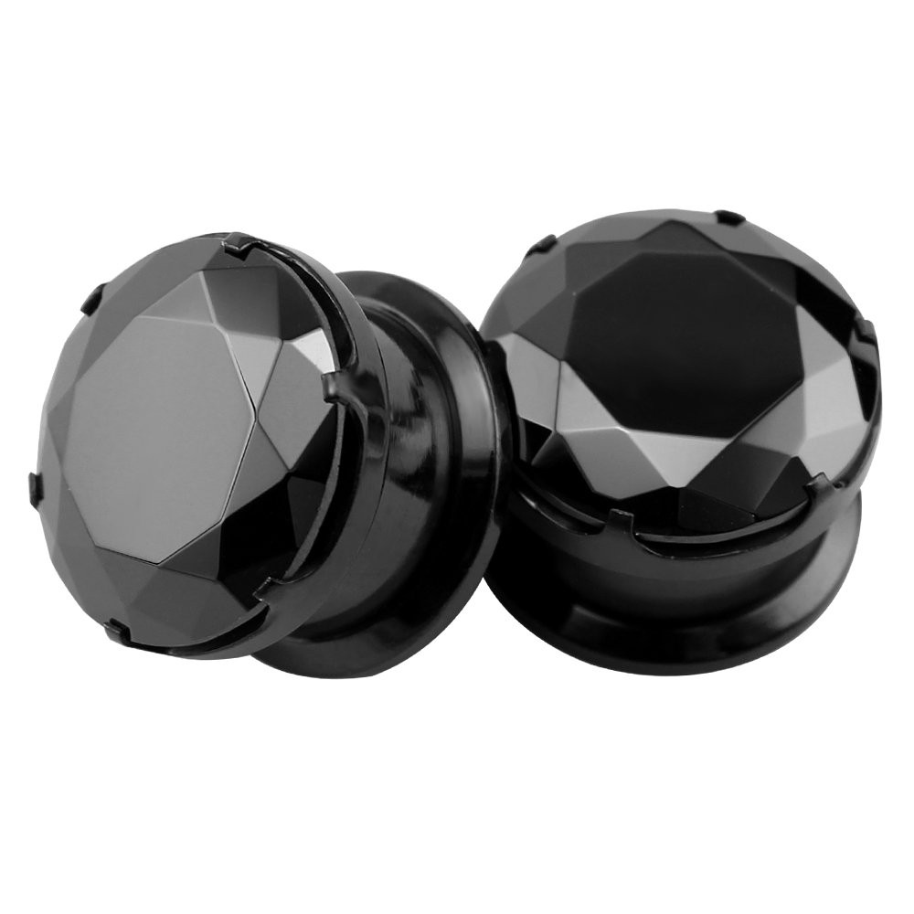 ZS Black CZ Stone Ear Gauges Stainless Steel Screw Plugs Tunnel Ear Expander …