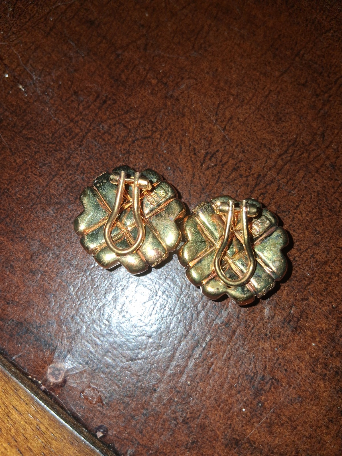 **VERONESE GOLD VERMEIL BASKET WEAVE CLIP EARRINGS**~Sterling Silver~10 Grams