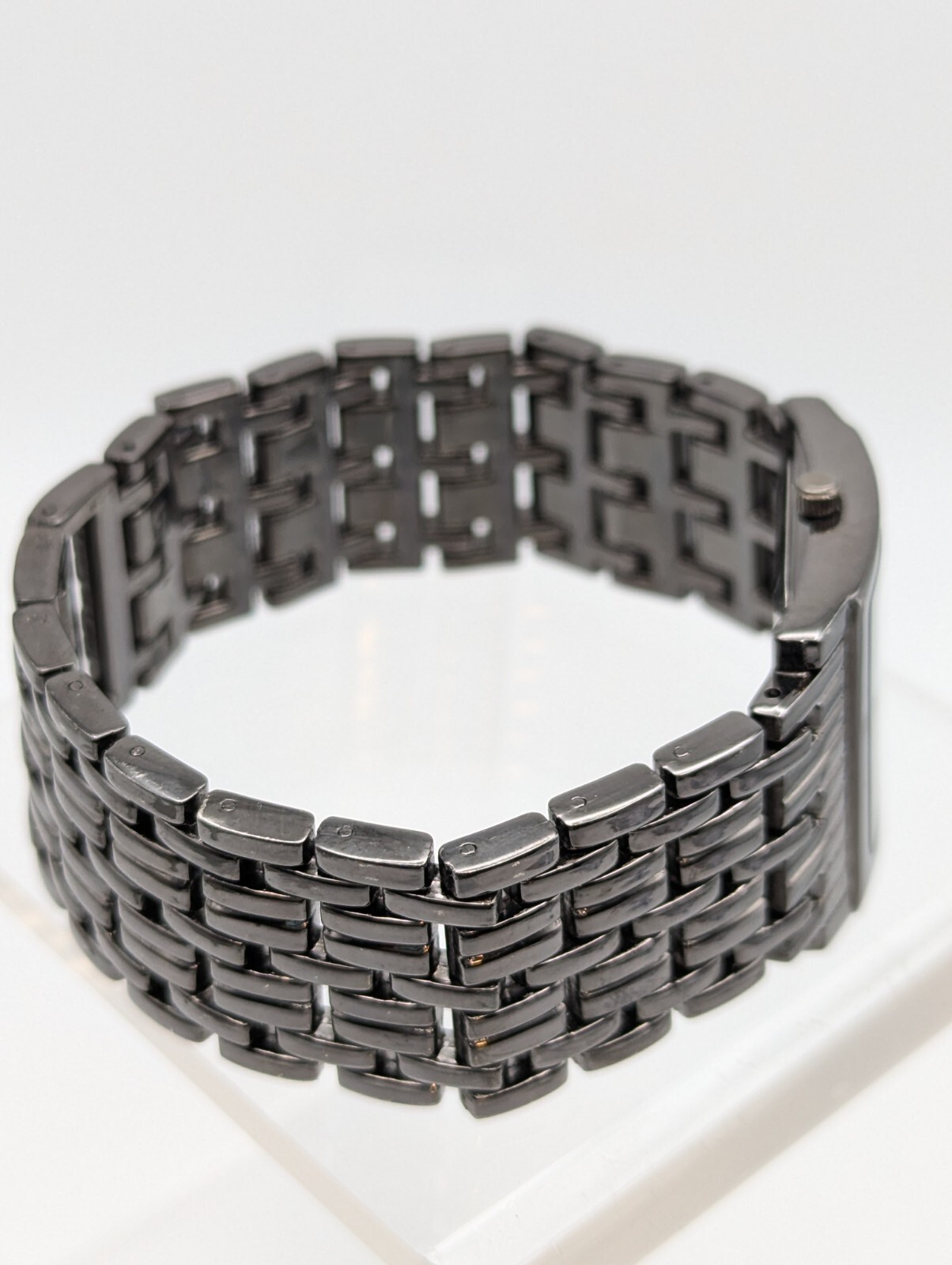Lane Bryant Ladies Bracelet Watch Wide Band Gray Tone 7 3/4″ New Battery VGC