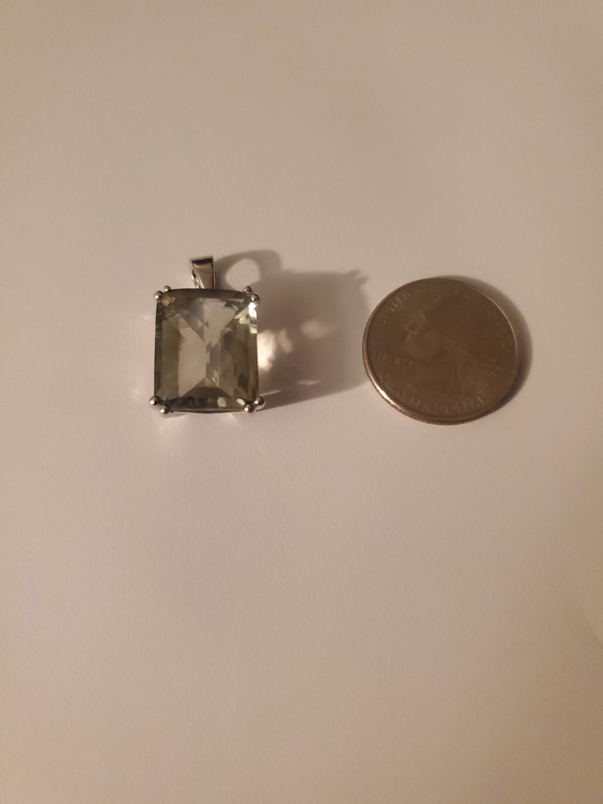 13.0 CT Retangular Octagonal Checkerboard Prasiolite 925 Sterling Silver Pendant