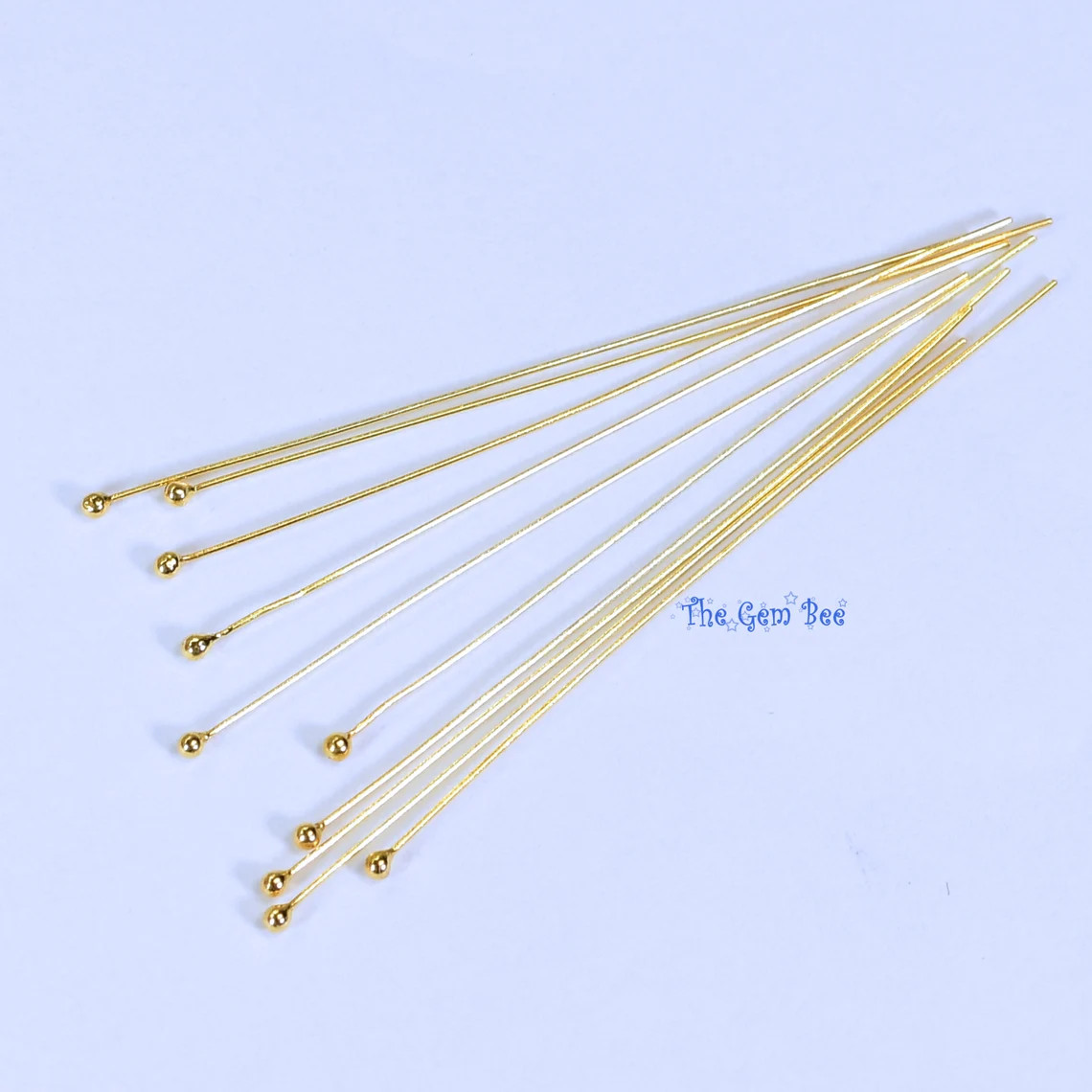 28 gauge 14k Solid Yellow Gold 1.5 INCH Ball Headpin (2) or (10)