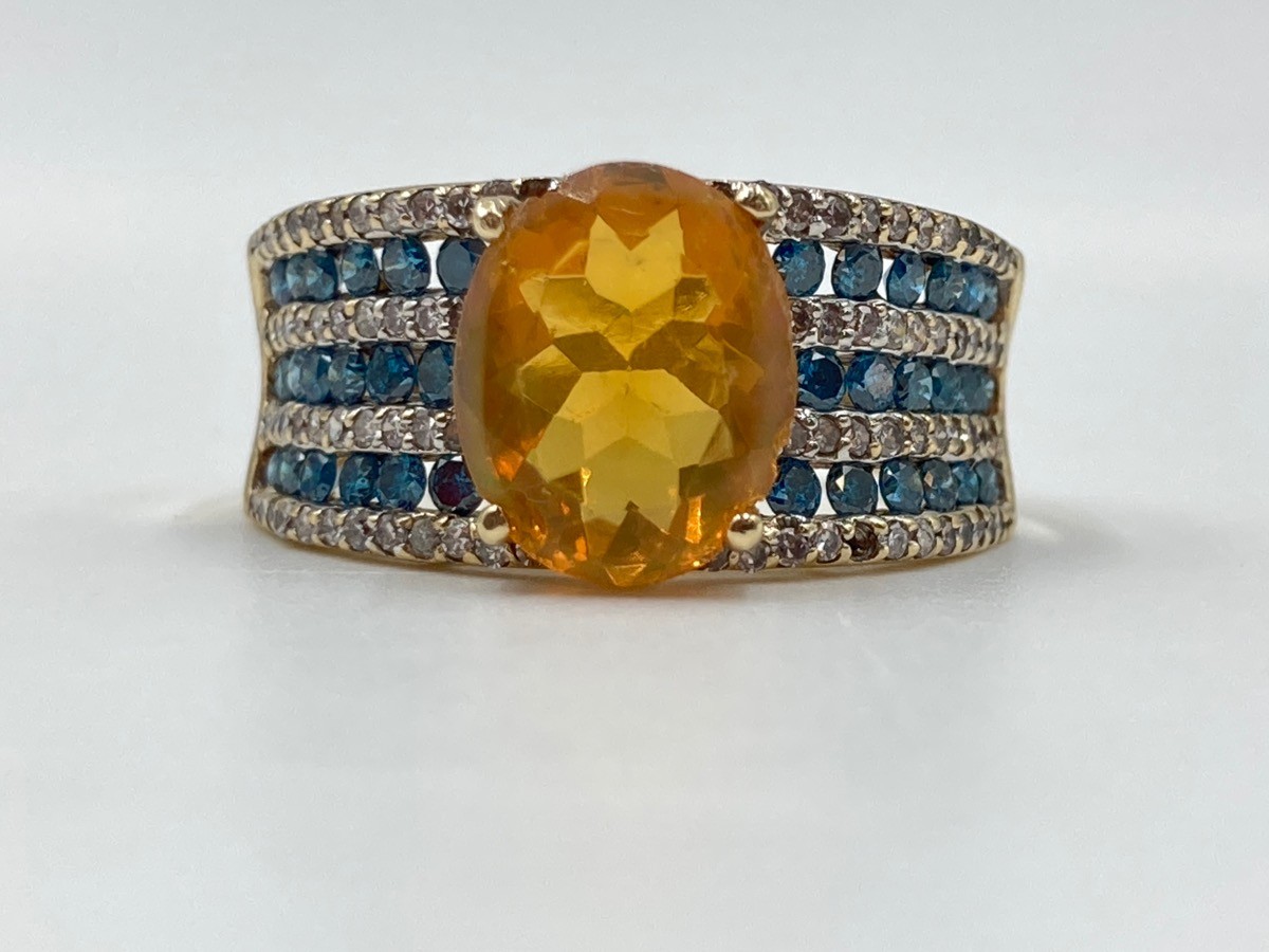 Lady’s Orange Stone & Diamond Ring 4.82 C.T.W. 10K YG 3.6g Size 6.75 (EL1081840)