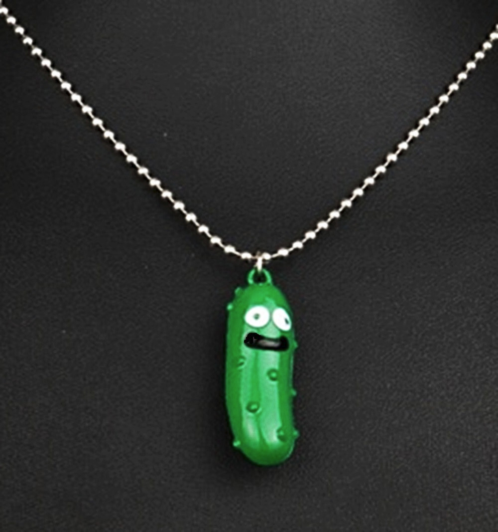 Funny Anime Cartoon Character RICK MORTY PICKLE RICK 3D Pendant Necklace Jewelry