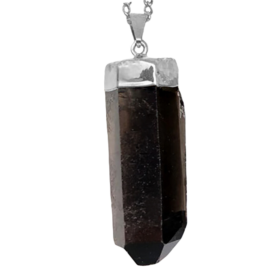 Natural Smokey Quartz Point Pendant Terminated Crystal Sterling Silver Necklace