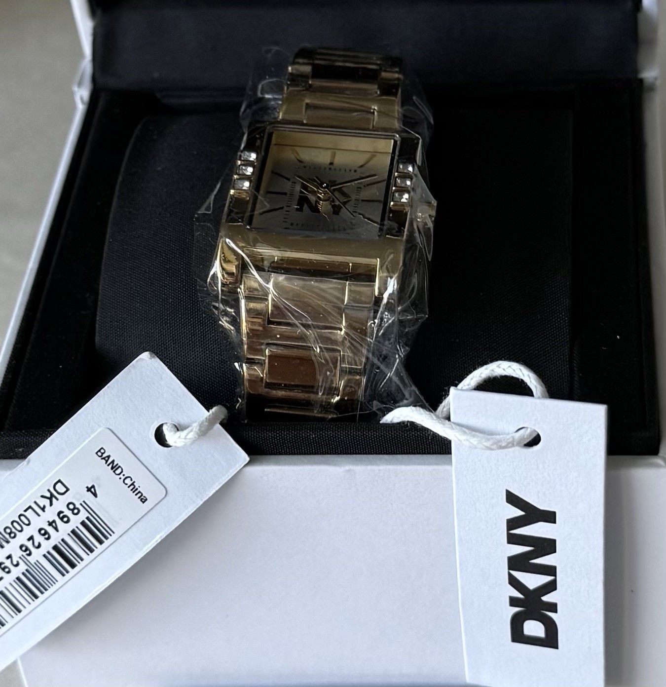 DKNY Ladies Westside Gold Tone Glitz Wrist Watch W/Box MSRP $199. NIB